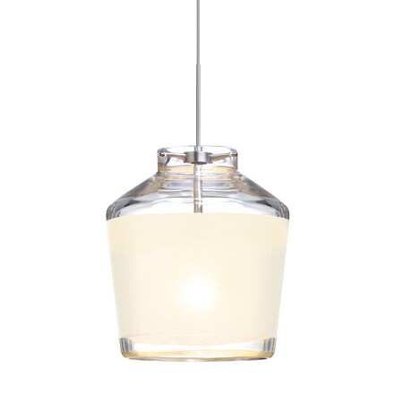Besa Lighting Pica 6 Cord Pendant, White Sand, Satin Nickel Finish, 1x50W Halogen 1XT-PIC6WH-SN